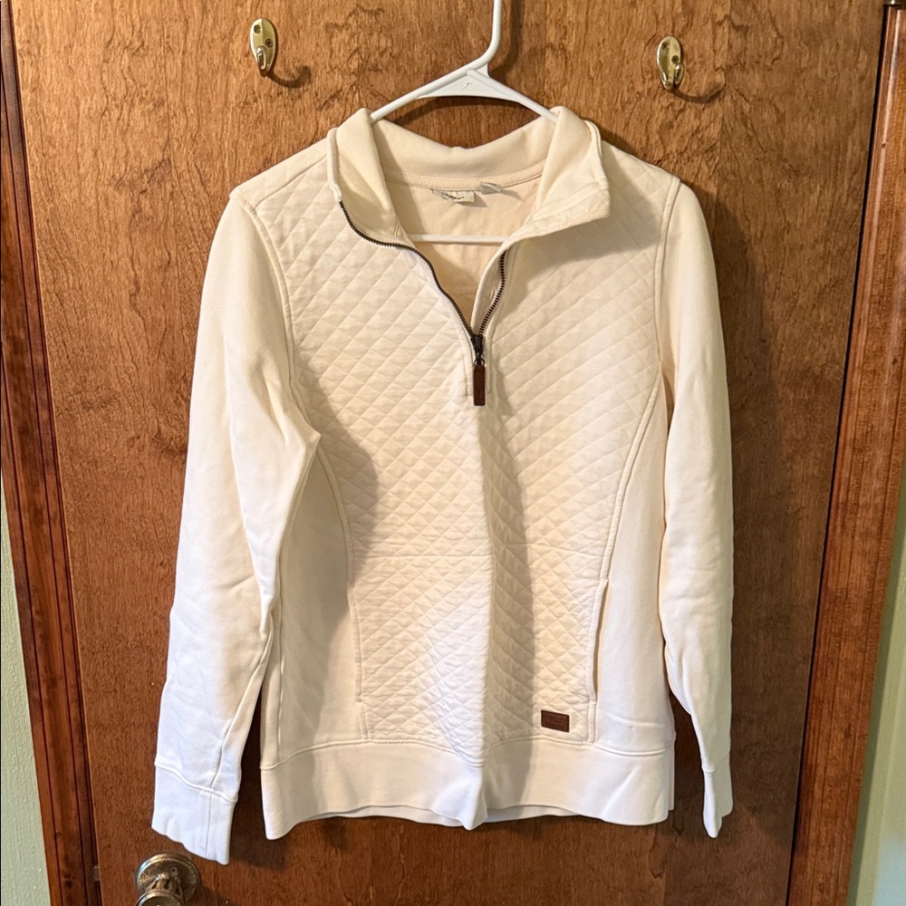 L.L. Bean Off-White Quilted Pullover